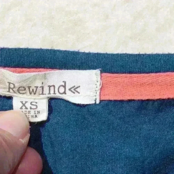 REWIND Patchwork Quilt Handkerchief Short Sleeve Lightweight Top Women XS - Picture 3 of 8